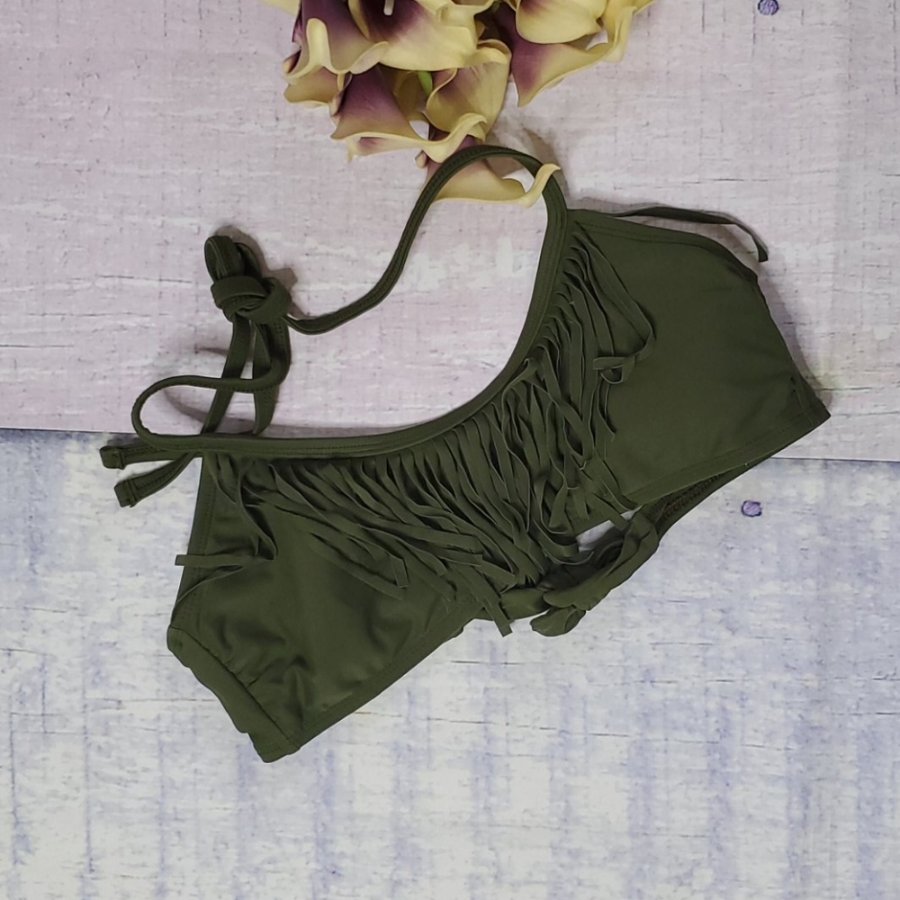 Bikini Lab Fringed Bandeau Style Bikini Top